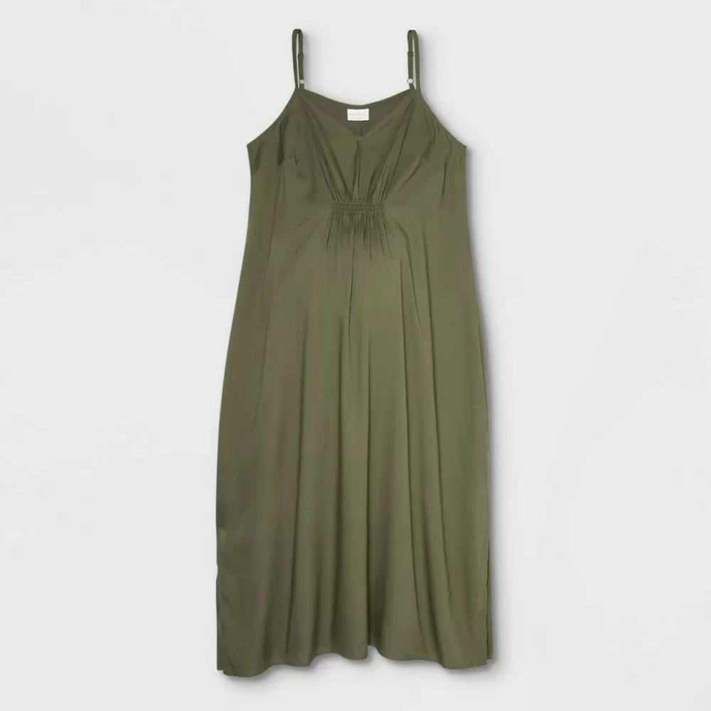 NEW! Isabel Maternity by Ingrid & Isabel Slip Maternity Dress Olive Green